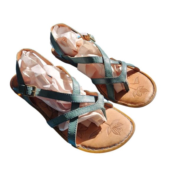 Born Shoes - New Without Tags - Blue Leather Criss Cross Leather Sandals by Born - Size - 7M